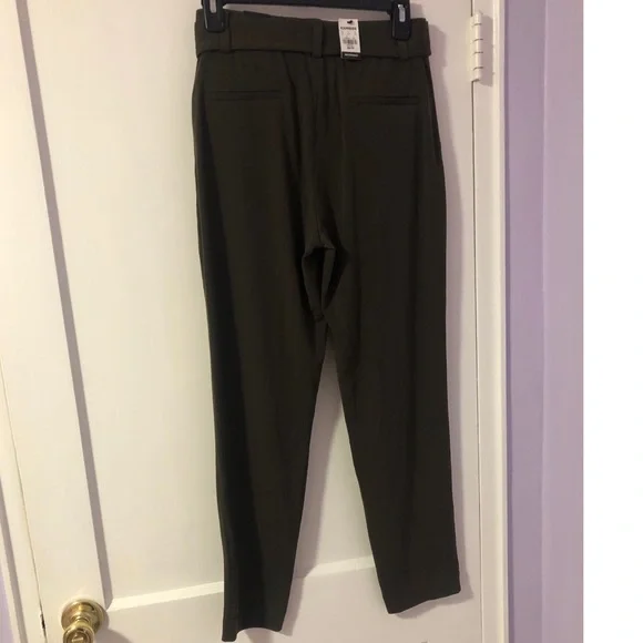 Express Mid Rise Jersey Sash Pant- Olive Green - Picture 2 of 3